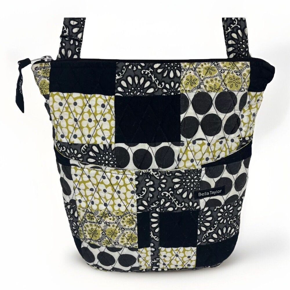 Bella Taylor quilted Crossbody Handbag Boho Black Yellow Patchwork Cottagecore